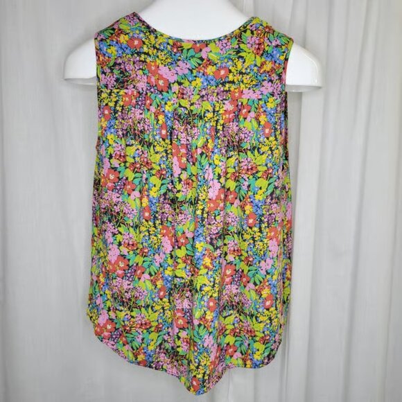 Rose & Rhyme Vibrant Floral Print w/ Rouching at Shoulders, L - Picture 6 of 7